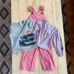 Carhartt Pink Overalls and Graphic Tee Set